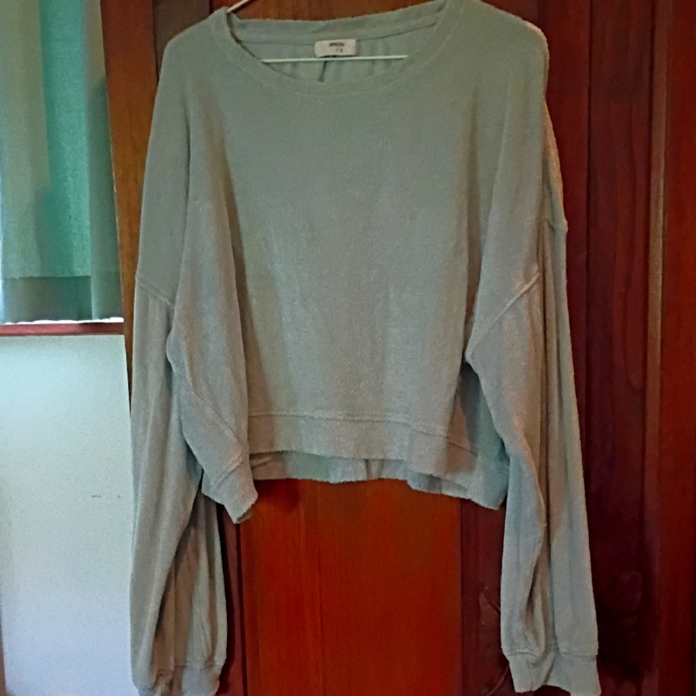 Mikoh Terry Light Blue Top Sweatshirt Sweater Cropped 3